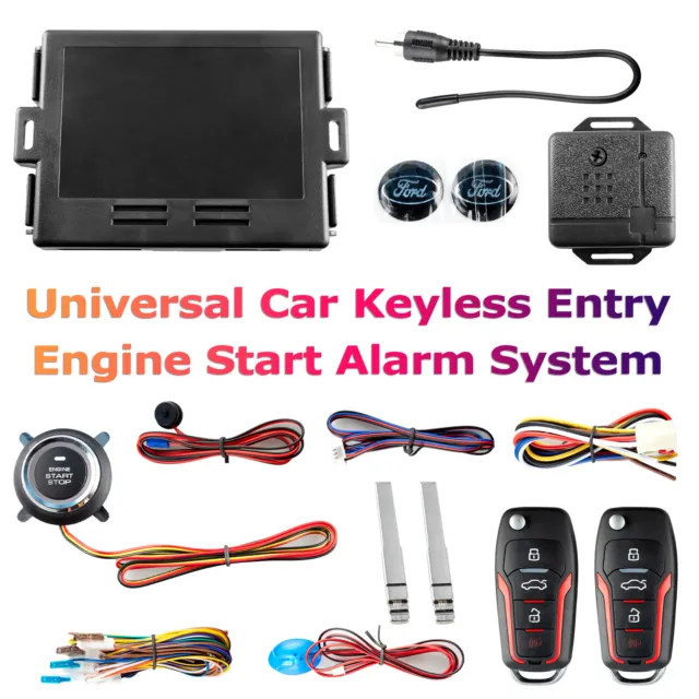 Car Keyless Entry System Engine Start Ignition Security Alarm Kit Set + 2 Remote