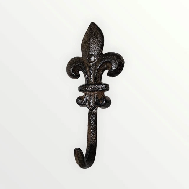 Coat Towel Hook Fleur De Lis Rustic Design Cast Iron 