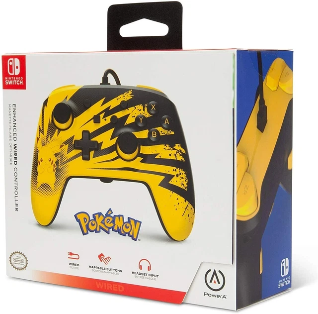 MANETTE FILAIRE POKEMON Eclair Pikachu Jaune et Noir Nintendo Switch et ...