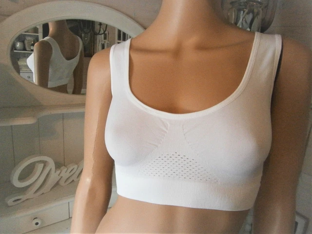 Komfort Sport Fitness Bh Bustier Nahtlos Atmungsaktiv Seamless Weiss M 40/42