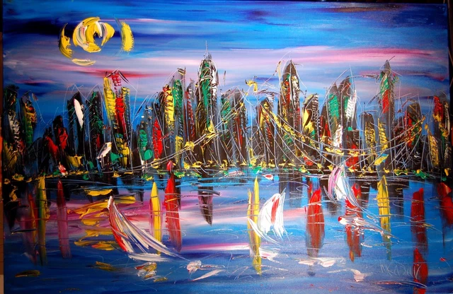 買取評価 POP ART Modern Abstract-Wall Decor-Original OIL PAINTING ON CANVAS  Direct From Studio-署名:Mark Kazav認証付き-印象派 楽器、手芸、コレクション