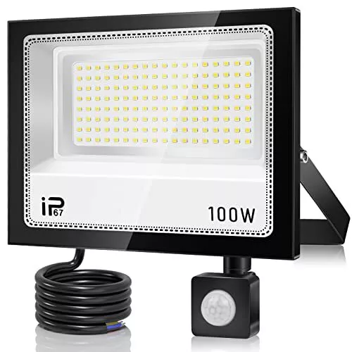 VRFMALIY Projecteur LED Exterieur Detecteur de Mouvement 100W,10000LM 100W-1PC