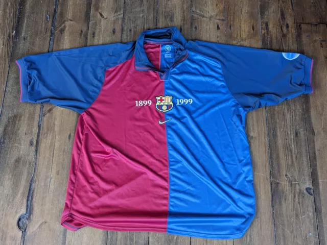 Nike Barcelona Centenary Home Shirt 1999 Rivaldo Size XXL Genuine Excellent Cond