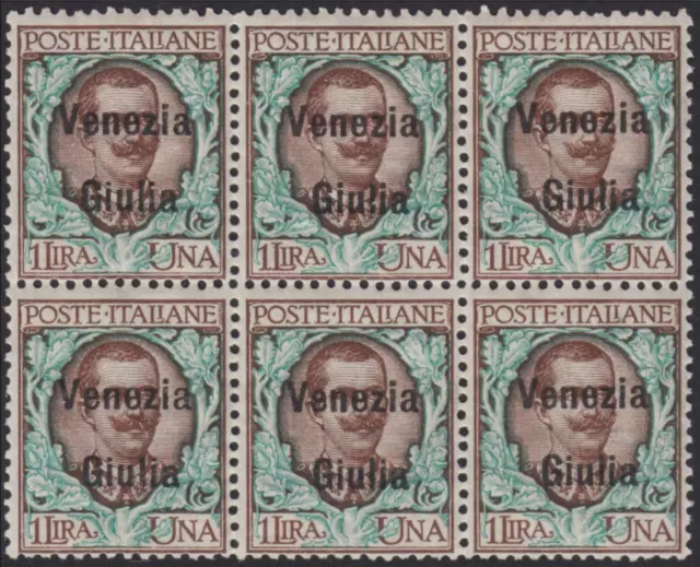 Italy - Venezia Giulia - Sass. 29 MNH** block of 6 cv 2520$++ Certificate