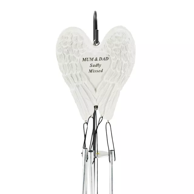 Mum & Dad Sadly Missed Guardian Angel Wings Graveside Memorial Wind Chime