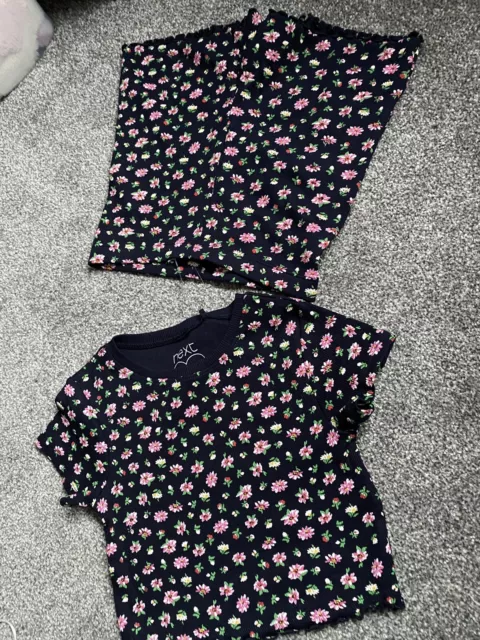 Brand New With Tags Next Black Floral Top Shorts Set Age 6 Years