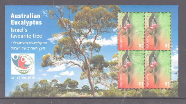 Australia 2018 Eucalyptus overprinted CTO mini sheet.World stamp Championship