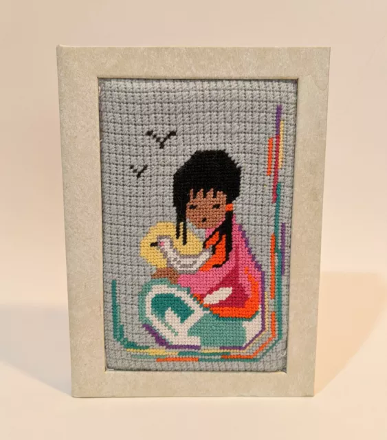 De Grazia Style Needlepoint Address Book Binder Native Indian Unique Rare