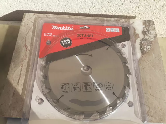 Neuf Deux Lame De Scie Circulaire Makita 235 Mm 20T & 48T  D-20068......