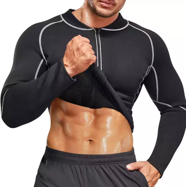 Men's Sweat Neoprene Weight Loss Sauna Suit Workout Shirts Long Sleeve Shaper