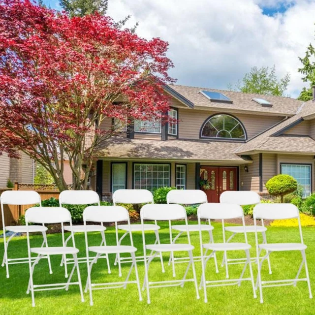 10PCS Commercial Plastic Folding Chairs Stackable Picnic Party Seats White