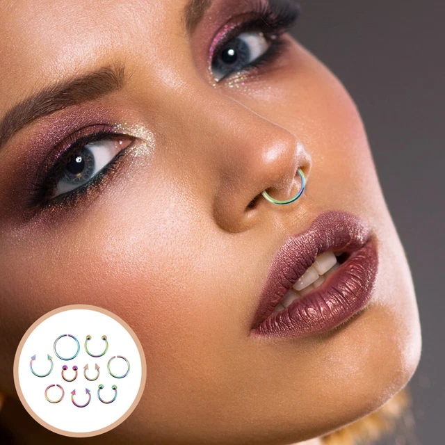 9pcs Fashion Cool Stud Jewelry Stainless Steel Nose Studs Nose Piercing Jewelry