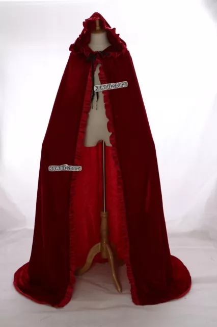 Cape-02 rot red dunkel Samt bodenlag Umhang Gewand Mittelalter Gothic Vampir