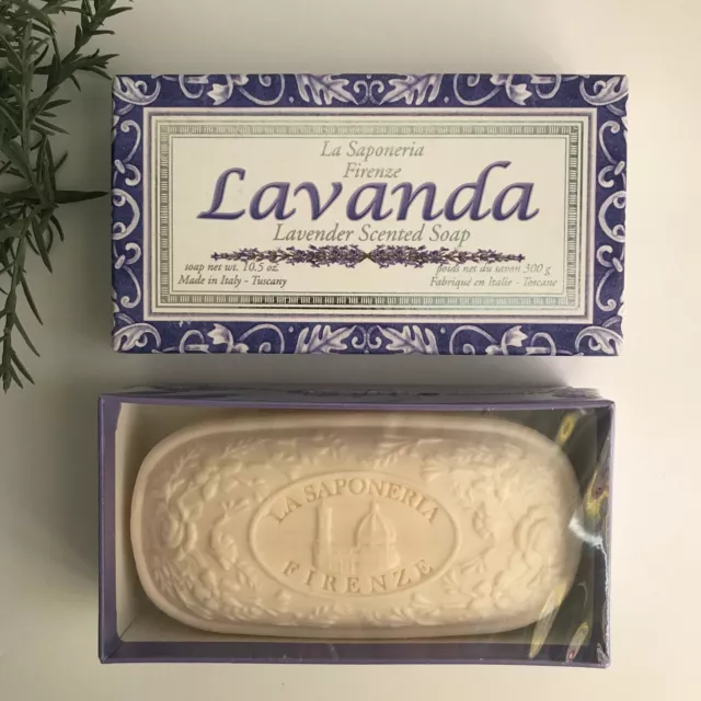 Jabón perfumado lavanda La Saponeria Firenze hecho en Italia-Toscana 10,5 oz nuevo en caja