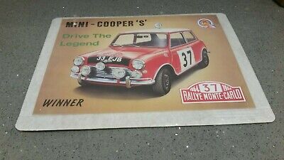 Clásico Mini Cooper S Monte Carlo Rally Letrero de lata en relieve 16""x12"" garaje faltante