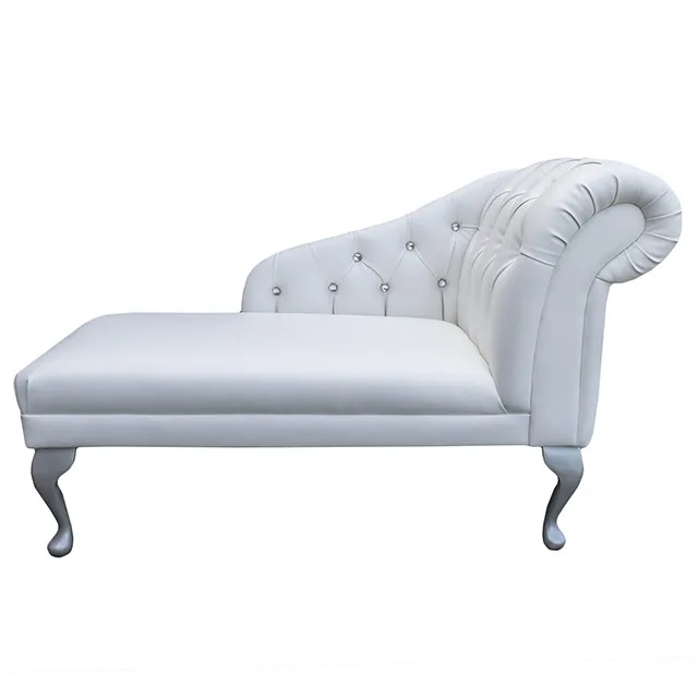 45" Chaise Longue Buttoned Sofa Bench Seat Chair White Faux Leather