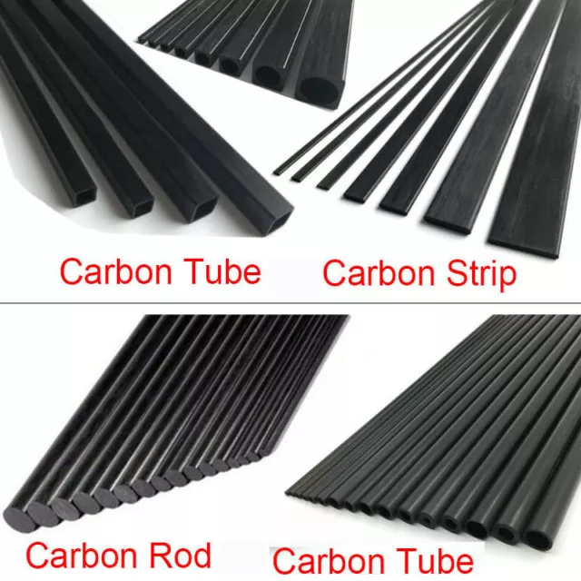 Carbon Fiber Tube Round Solid Rod Strip Square Pipe Flat Bar For RC Airplane