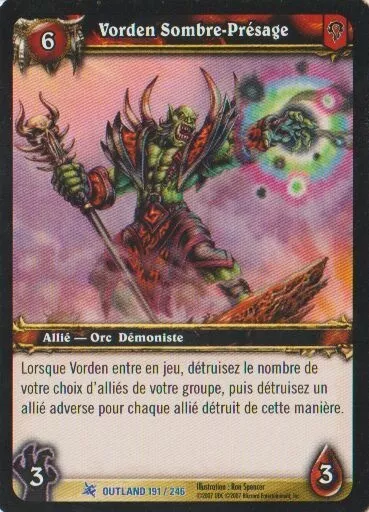 Vorden Sombre-Présage #191 RARE / Outland FR Warcraft TCG