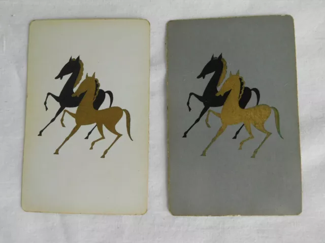 2 vintage stylized Art Deco HORSE SWAP Playing CARDS Arrco Chicago 1960s