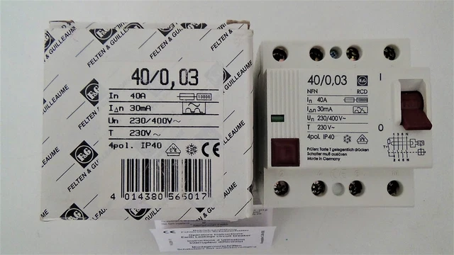 FELTEN GUILLEAUME FEHLERSTROM SCHUTZSCHALTER FI Schalter RCD 40A 