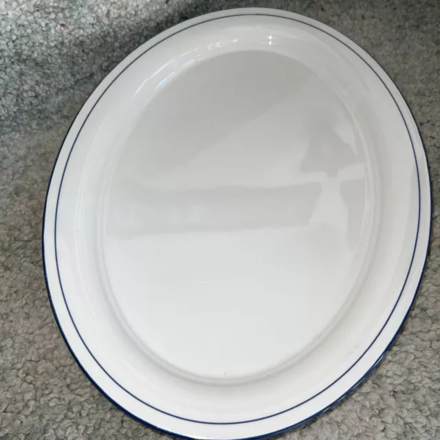 LENOX CHINASTONE Blue Pinstripe 11 X 17” Oval Freezer To Table Platter