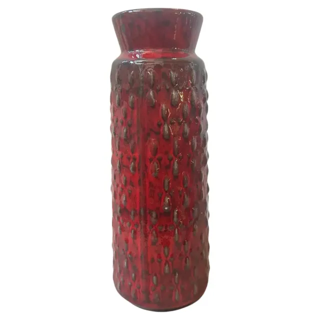 1970s Modernist Red and Black Fat Lava Ceramic German Vase by WGP