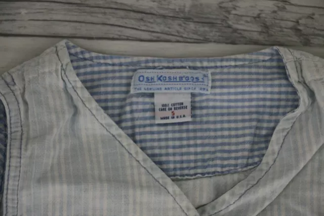 Osh Kosh Bgosh Vintage Little Girls Button Down Striped Vest Size 5 Blue 2