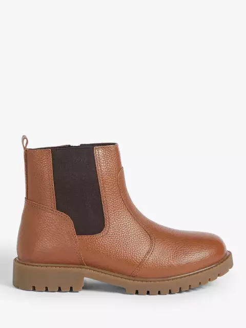 John Lewis Kids' Leather Chelsea Boots, Brown, Size 34 (EU) 2 (UK)