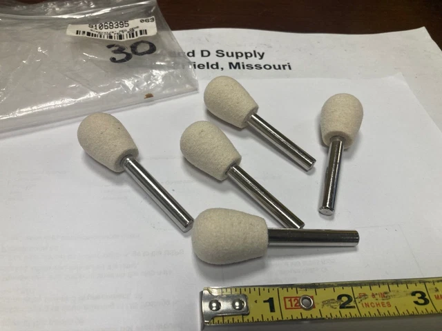 Lot of 5, Value Collection 516194, Felt Polishing Bobs, 3/4", 1/4" Shank, Olive