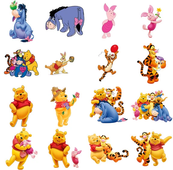 Winnie the Pooh Charaktere, T-Shirt aufbügeln Transfer. Bild und Größe auswählen