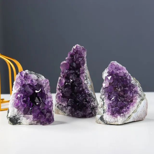2x Natural Purple Amethyst Crystal Cave Cluster Quartz Druzy Geode Stone Healing