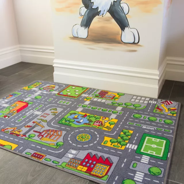 Kids Bright Fun Interactive School Roads Town Play Mat Bedroom Playroom Floor