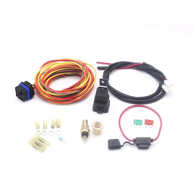 Car Dual Electric Cooling Fan Wiring Install Kit 165/185 Thermostat 40 AMP Relay
