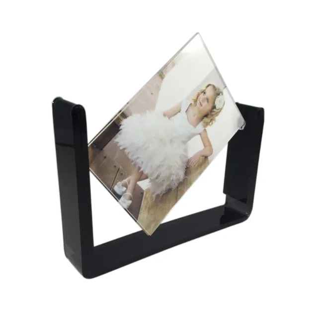 Acrylic Tabletop 4x6" Spinner Picture Photo Frame Menu Holder Display Plexiglass