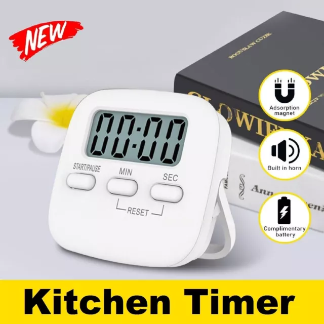 Magnetic Large LCD Digital Kitchen Cooking Timer Count-Down Up Clock Loud Alarm