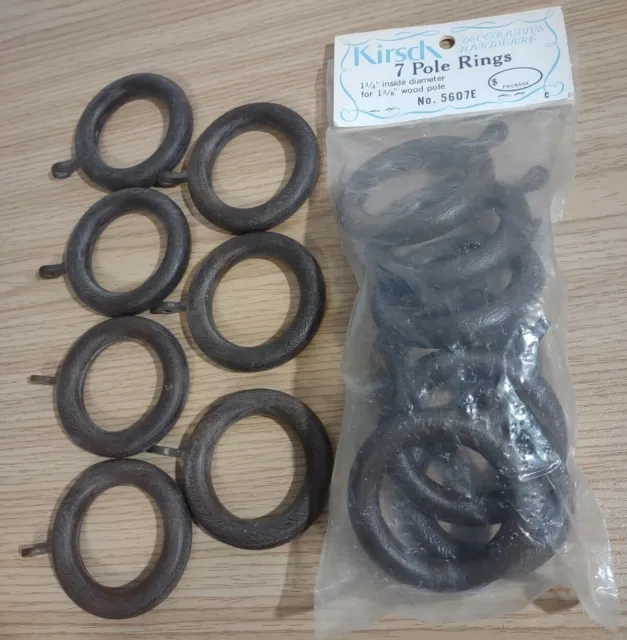 KIRSCH Curtain Drapery Pole Rings for 1 3/8" Wood Pole set of 14 model 5607E