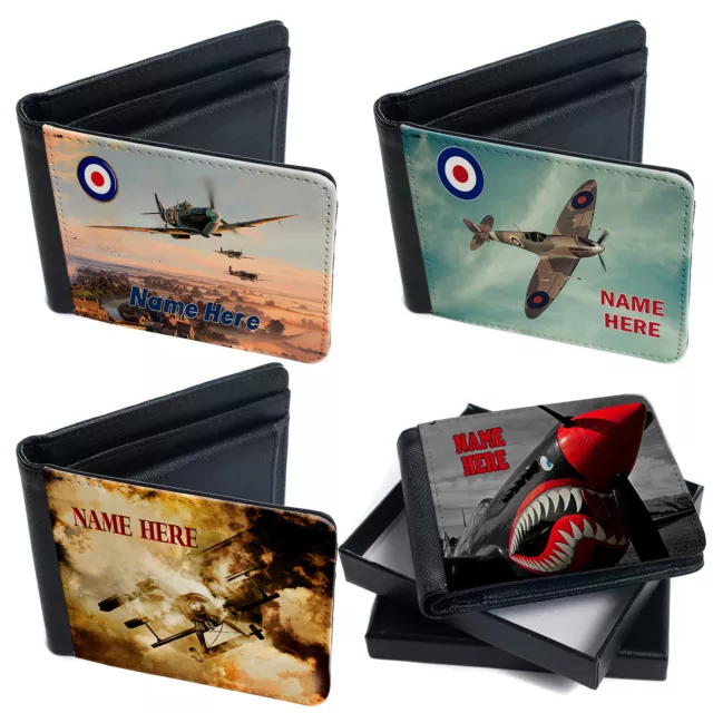 Personalised Plane Wallet Bi Fold Card Holder Boys Custom Text Birthday Gift