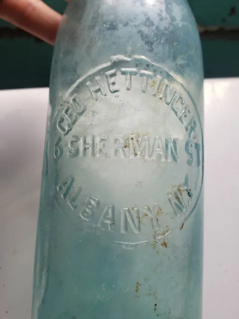 Embossed "Geo Hettinger 6 Sherman St. Albany NY" 1890's Blob Top Beer Bottle