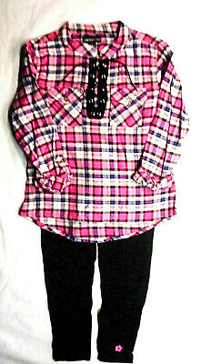 Girls Limited Too $42 Plaid Long Sleeve Top W/T Leggings 2PC. Set Sizes 7 - 12