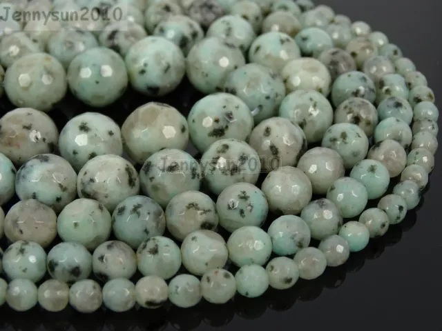 Natural Kiwi Stone Gemstones Faceted Round Beads 15.5'' 4mm 6mm 8mm 10mm 12mm