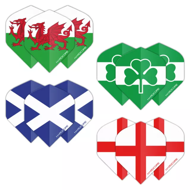 Darts Flights England,Scotland,Wales,Ireland Flags Standard Hardcore Extra Thick