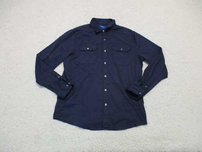 Apt 9 Button Up Shirt Large Adult Blue Premier Flex Slim Fit Flap Pockets Mens L