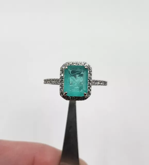 2.5 Ct Paraiba Tourmaline Ring Halo Ring 925 Sterling Silver Engagement Size 7