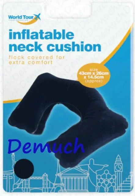 New INFLATABLE NECK CUSHION Support Pillow Travel Air Plane U Shaped Foldable ✔