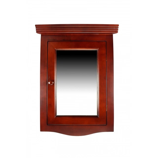 Cherry Hard Wood Bathroom Corner Wall Mount Medicine Cabinet Mirror