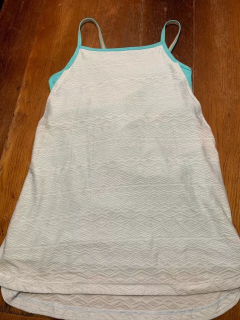 Ivivva by Lululemon Girls Racerback Athletic Layered Tank  Sz 12 White w Aqua 