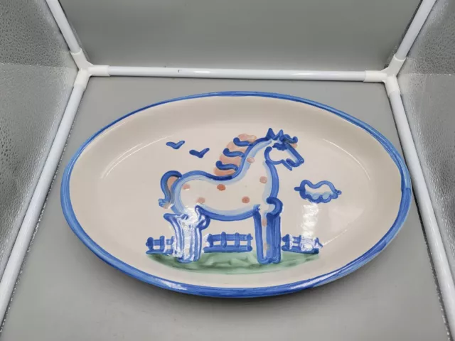 M. A. Hadley Pottery Signed Horse Farmhouse Oval Platter Serving Baking Dish 14"