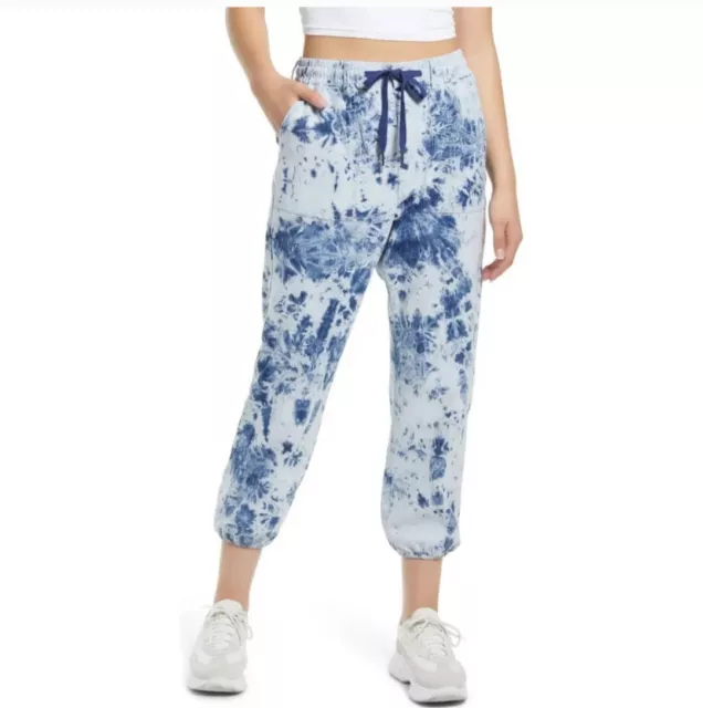 BlankNYC Pants Womens Size Small Tie Dye Blue White  Sweat Pants Joggers