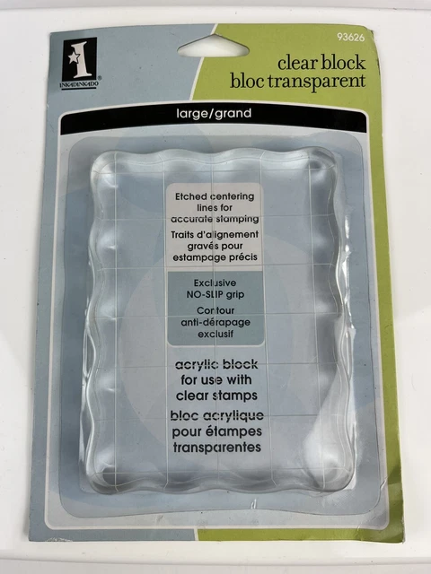 INKADINKADO LARGE CLEAR ACRYLIC BLOCK (93626) 5”x3.75” For Clear Stamps