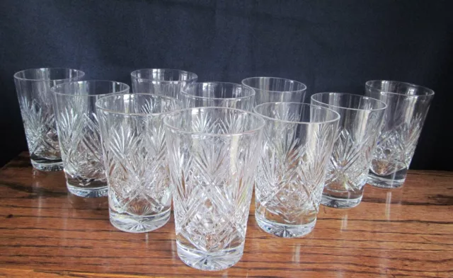 THOMAS WEBB Lead Crystal Cut Glass Set of Ten Water /Juice / Whisky Tumblers